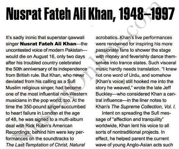 Nusrat Fateh Ali Khan 1948-1997, Spin Magazine 1