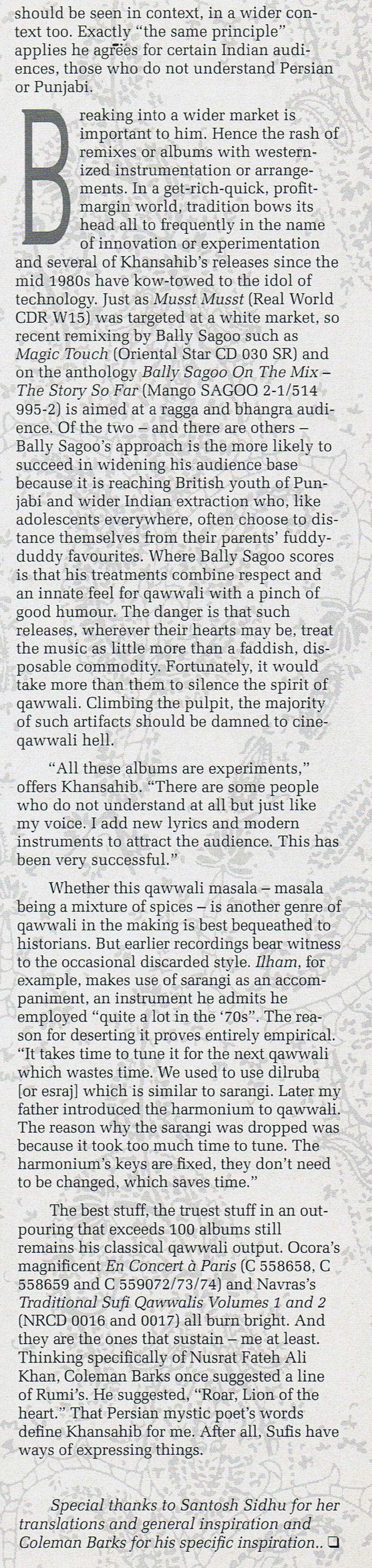 The Nusrat Ramble - Folk Roots 1993 p9