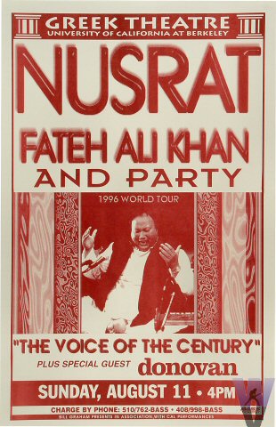  UC Berkeley 1996 Poster, Nusrat Fateh Ali Khan