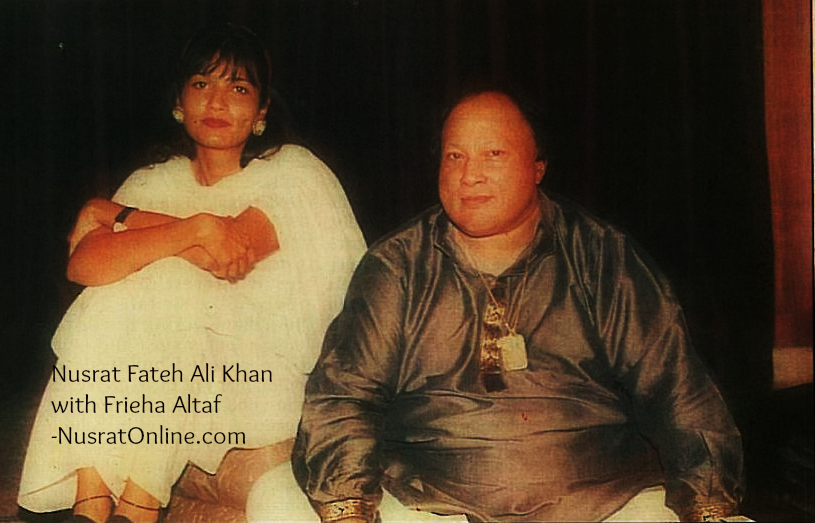 Nusrat Fateh Ali Khan with Frieha Altaf (Rare Picture)