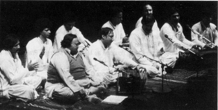Nusrat performing with his Qawwal Party